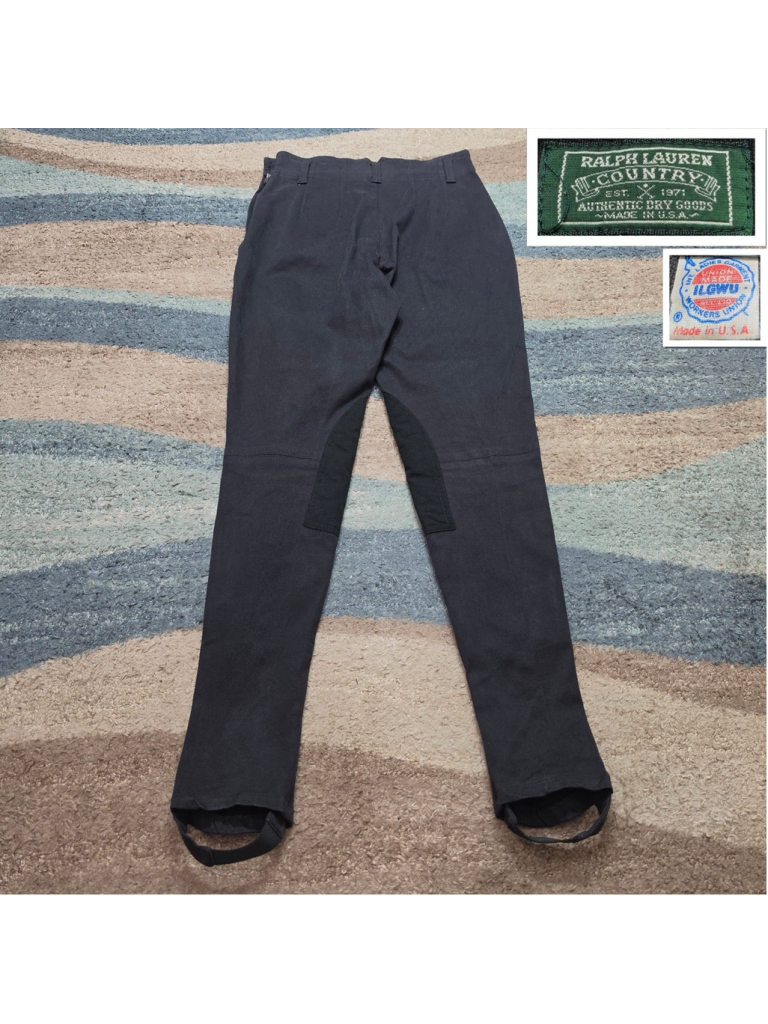 Vintage Ralph Lauren Country Riding Pants Womens 8 Black Equestrian Made In Usa